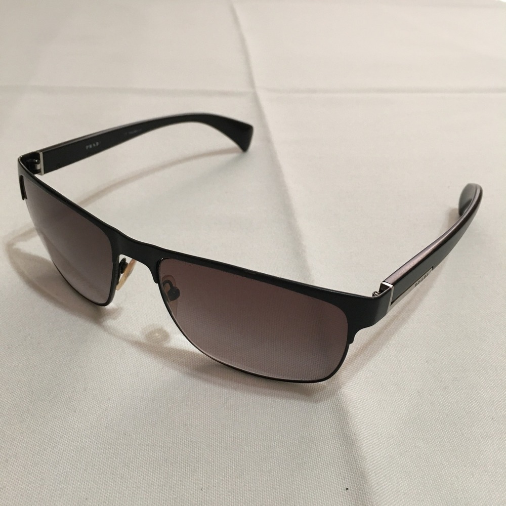 Prada Sunglasses Mens One Size Black Polarized Rectangular SPR 51O